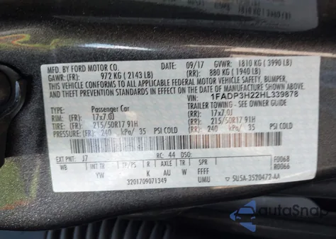 2017 Ford Focus Sel z USA, uszkodzony, nr VIN 1FADP3H22HL339878